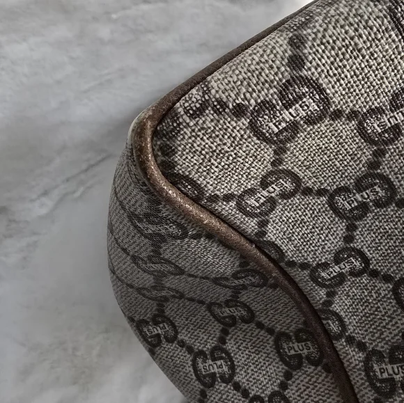 GUCCI GG Plus Canvas Boston Bag PVC Leather Beige - Picture 10 of 16